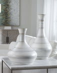 Potter - Fluted Striped Vases (Set of 2) - Light Blue