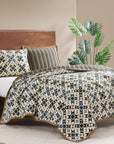 Mosaic - Full/Queen Reversible Quilt Set Set of 3 - Multi Color