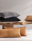 Genuine Leather - Woven Suede Lumbar Pillow - Butterscotch