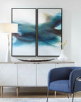 September Desert - Modern Watercolor Art (Set of 2) - Blue