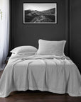 Stonewashed Cotton Waffle Weave - Twin Coverlet - Gray
