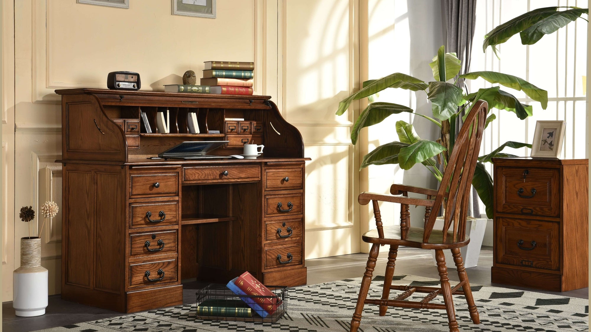 54" Roll Top Desk w/ USB Power Outlet