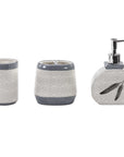 Tossed Feather - Feather Design Countertop Bathroom Set Set of 3 , 4 Per Carton - Cream / Gray