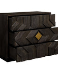 Faulkner - 3 Drawer Modern Chest - Black / Brass