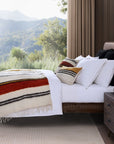 Solola - 100% Wool Handwoven Throw Blanket - Orange / Natural
