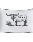 Ranch Life - Indoor/Outdoor Pillow Steer, 2 Per Carton - White / Black