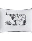 Ranch Life - Indoor/Outdoor Pillow Steer, 2 Per Carton - White / Black