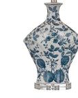 Clovelly - Table Lamp - Blue / White Floral / Clear Acrylic