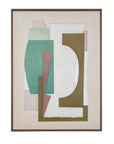 Layered Geometry Framed Canvas - Green
