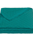 Diamond Linen - Full/Queen Linen Cotton Diamond Quilt - Turquoise