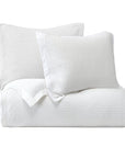 Stonewashed Cotton Waffle Weave - King Duvet Cover Set Set of 3 - White