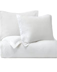 Stonewashed Cotton Waffle Weave - Queen Duvet Cover Set (Set of 3) - White