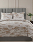 Serenity - Queen Modern Jacquard Comforter Set Set of 3 - Champagne