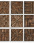 Bryndle - Rustic Wooden Squares (Set of 9) - Dark Brown
