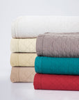 Diamond Linen - Twin Linen Cotton Diamond Quilt - Light Tan