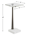 Pelton - Marble Glass Drink Table - Bronze / White