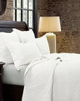 Diamond Linen - Full/Queen Linen Cotton Diamond Quilt Set Set of 3 - Vintage White