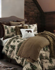 Joshua - Queen Comforter Set Set of 3 - Brown / Green / Cream