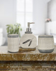 Tossed Feather - Feather Design Countertop Bathroom Set Set of 3 , 4 Per Carton - Cream / Gray