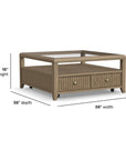 Reed - Square Coffee Table With Casters - Driftwood Oak