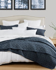 Indigo - King Reversible Quilt Set Set of 3 - Blue