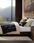 Antigua - Handwoven Oblong Pillow - Black / White