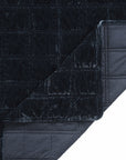 Stella - Full/Queen Faux Silk Velvet Double Box Stitch Quilt Set Set of 3 - Midnight Blue