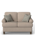 Moxy - Fabric Loveseat, T-Shaped Seat Cushion, Curved Sock Arms