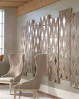 Tahira - Geometric Argyle Pattern Wall Mirror - Light Brown
