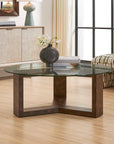 Ignis - Round Glass Coffee Table - Brown / Woodtone