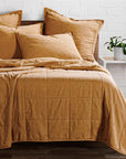 Cotton Canvas - Full/Queen Stonewashed Coverlet Set Set of 3 - Terracotta