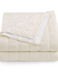 Stella - Full/Queen Faux Silk Velvet Double Box Stitch Quilt Set Set of 3 - Stone