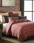 Rushmore - Full/Queen Reversible Quilt Set Set of 3 - Red / Brown