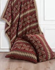 Fair Isle - Knit Throw Blanket - Rustic Red