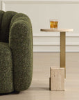 Feranno - Travertine Accent Table - Brass
