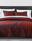 Woodland Plaid - King Reversible Quilt Set Set of 3 - Red / Navy