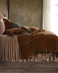 Stella - Twin Faux Silk Velvet Pintuck Quilt - Copper Brown