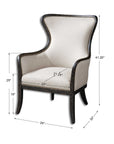 Sandy - Wing Back Armchair - Beige & Dark Brown
