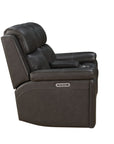 Leon - Power Console Loveseat Recliner With Power Headrest, Power Lumbar, Heat And Massage - Smokey Gray