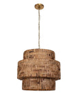 Water Hyacinth - 4 Light Woven Pendant - Light Brown