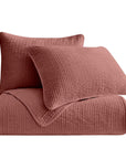 Stonewashed Cotton Velvet - Full/Queen Quilt Set Set of 3 - Salmon