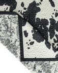 Clara - Full/Queen Cowhide Reversible Quilt Set Set of 3 - Black