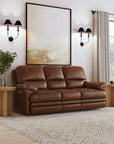 David - Power Reclining Sofa With Power Headrests & Lumbar - Pecan