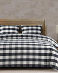 Camille - King Buffalo Check Comforter Set Set of 3 - Black / Natural