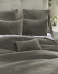 Stonewashed Cotton Velvet - King Quilt Set Set of 3 - Gray