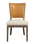 Lina - Chair - Leather And Linen Set of 2 - Light Brown