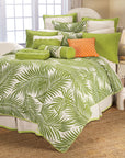 Capri - Queen Duvet Cover Set Set of 4 - Green / White