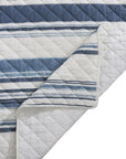 Mystic Stripe - Full/Queen Cotton Gauze Quilt Set Set of 3 - Navy