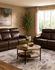 Walker - Power Reclining Sofa With Console, Power Headrest & Lumbar - Dark Brown