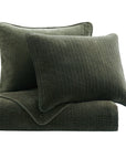Stonewashed Cotton Velvet - Full/Queen Quilt Set Set of 3 - Fern Green